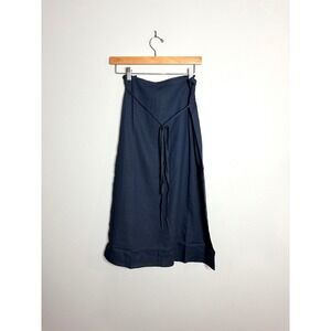 Andie The Wrap Maxi Skirt Tie Front Navy Blue Casual‎ S/M